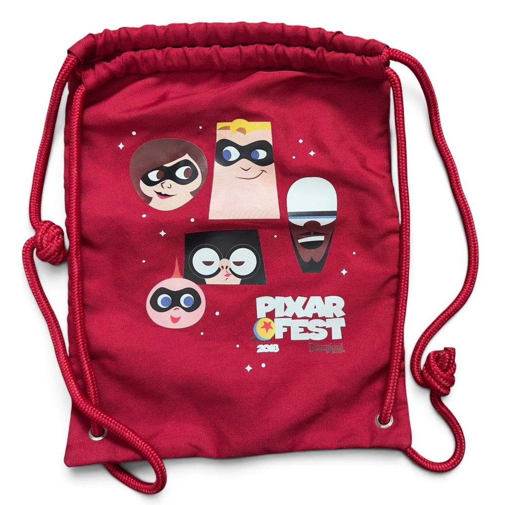 Pixar Fest 2018 Drawstring Backpack Bag Disney Parks Incredibles Edna Frozone